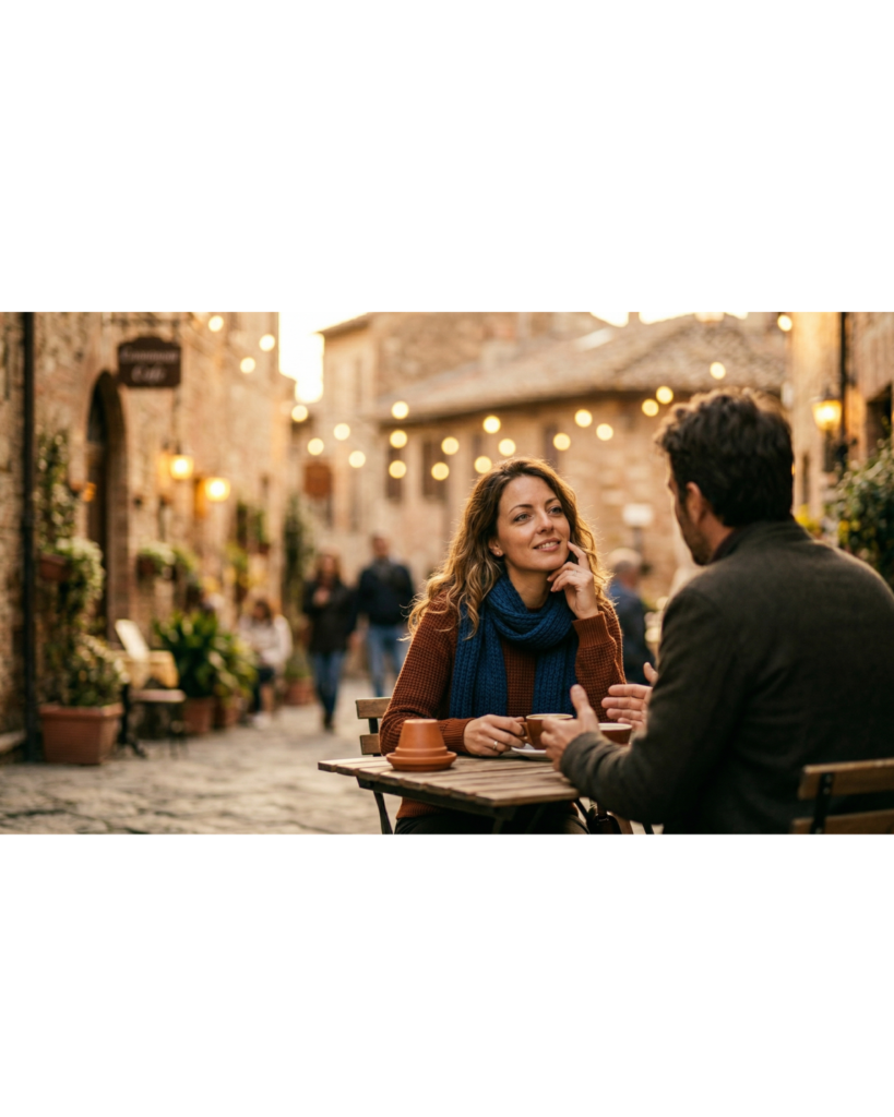 Person schaut verträumt auf Date und stellt sich mehr vor