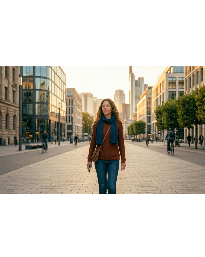 Selbstbewusste Person geht entspannt alleine