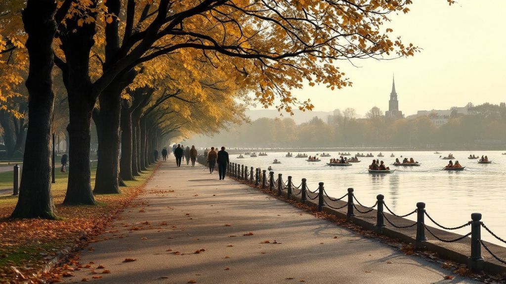 Weg um die Aussenalster mit Blick auf das Wasser