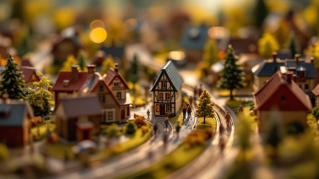 Detail einer grossen Modelleisenbahnanlage