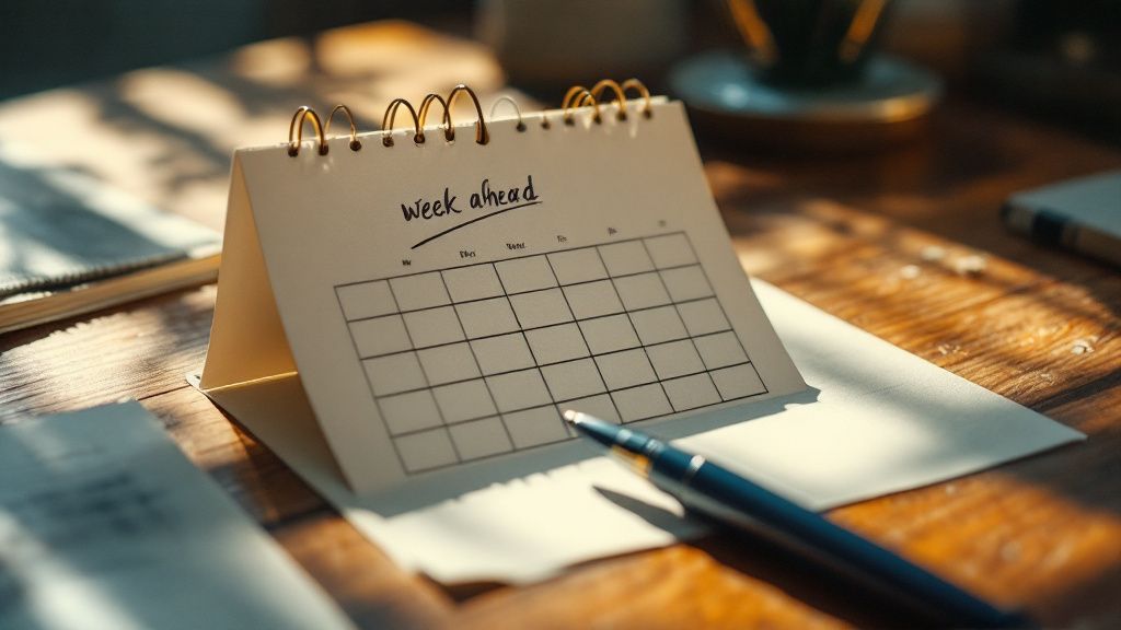 Kalender mit einem verschobenen Termin