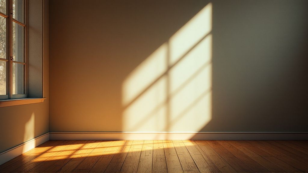 Fensterlicht faellt in einen ruhigen Raum