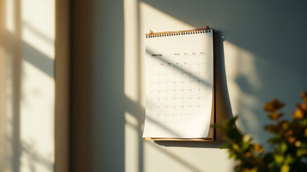 Kalender mit markierten Wochen