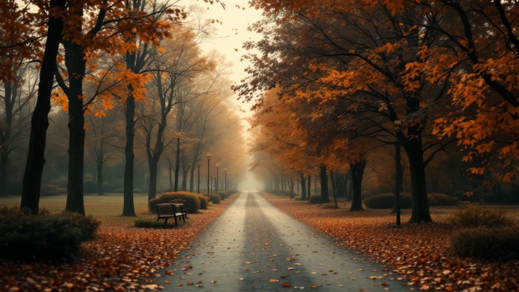 Zwei Wege, die sich in einem Park trennen