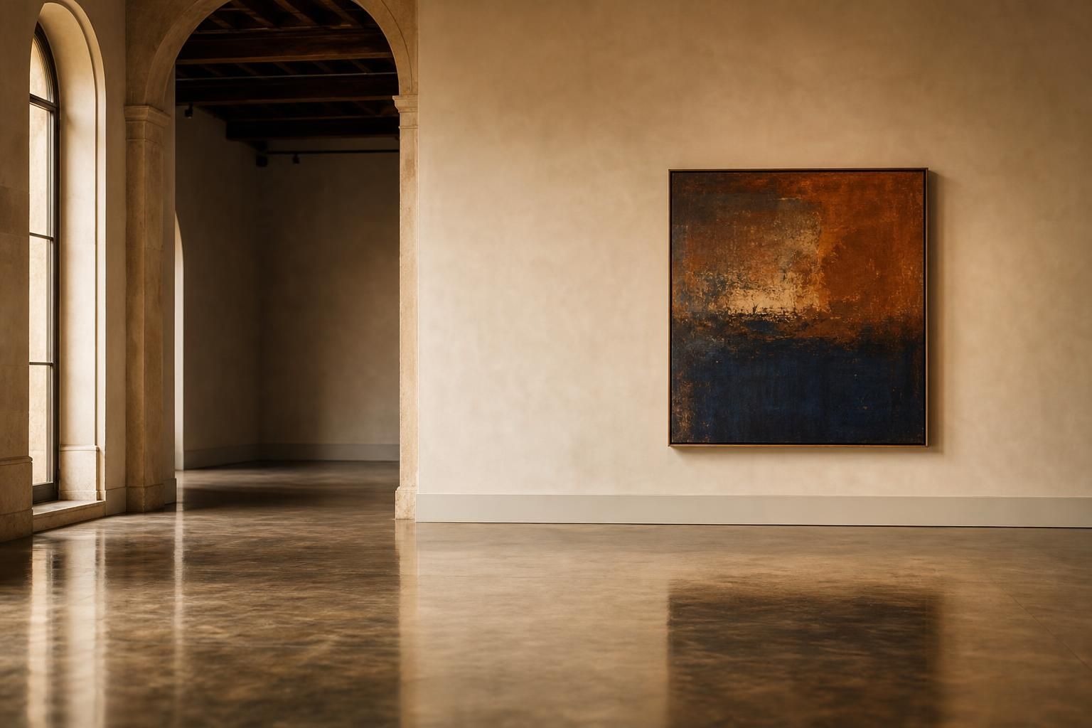Leerer Museumsraum mit einem Bild