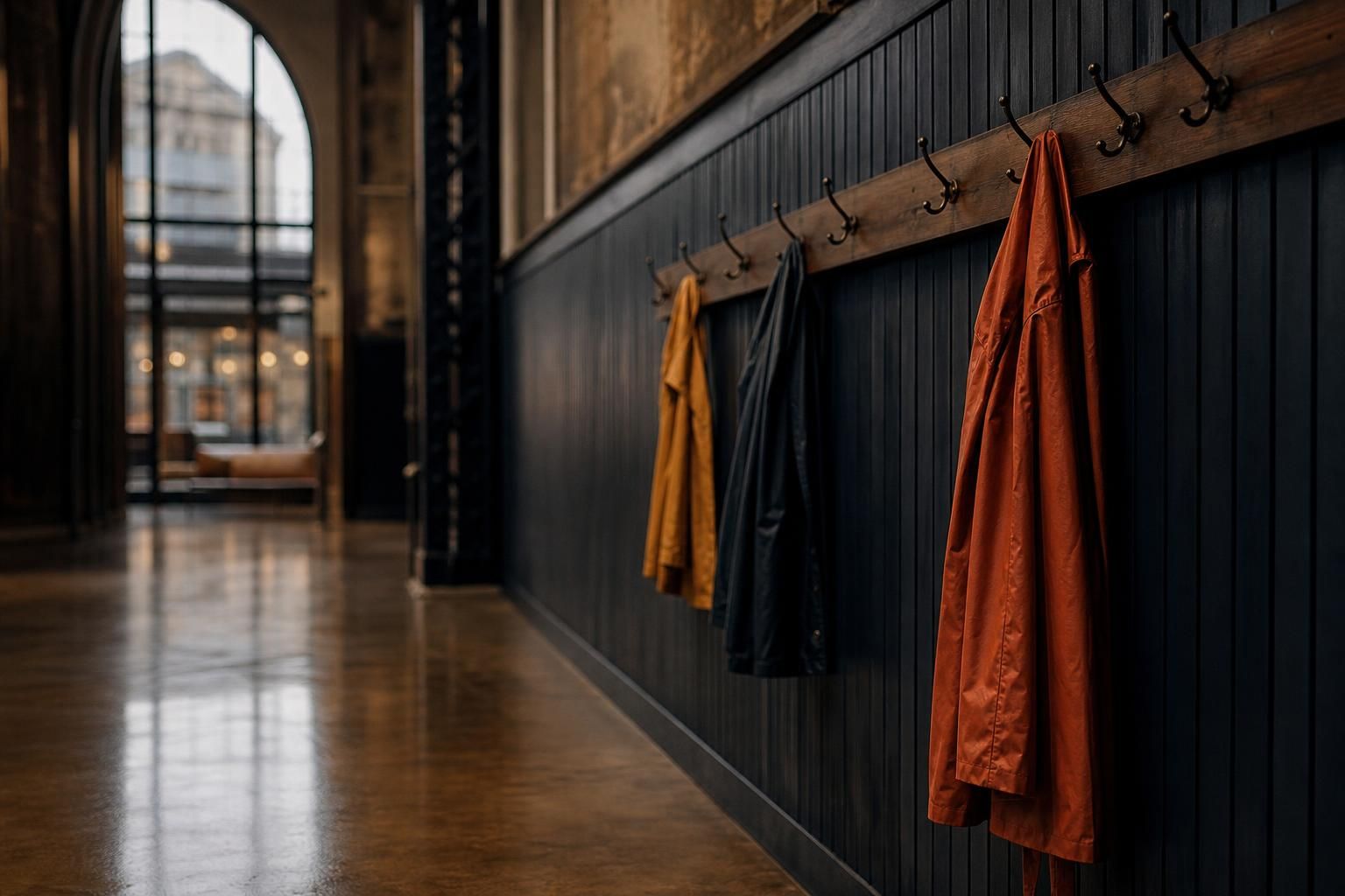 Ruhiges Museumsfoyer bei Regenwetter