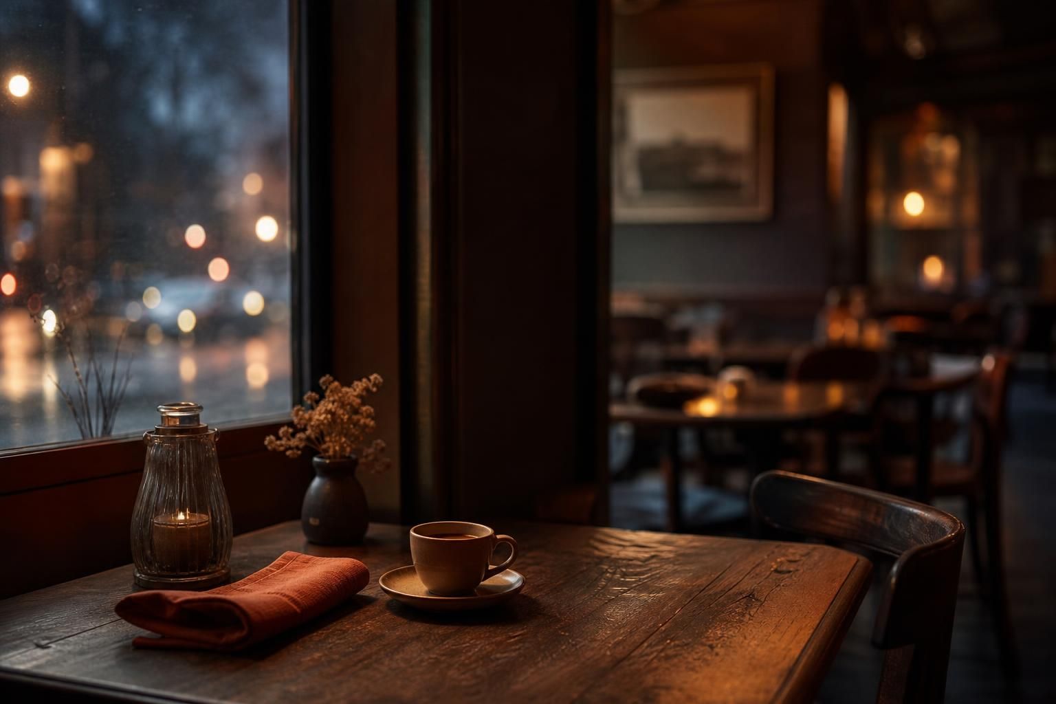 Unberührter Espresso auf kleinem Tisch