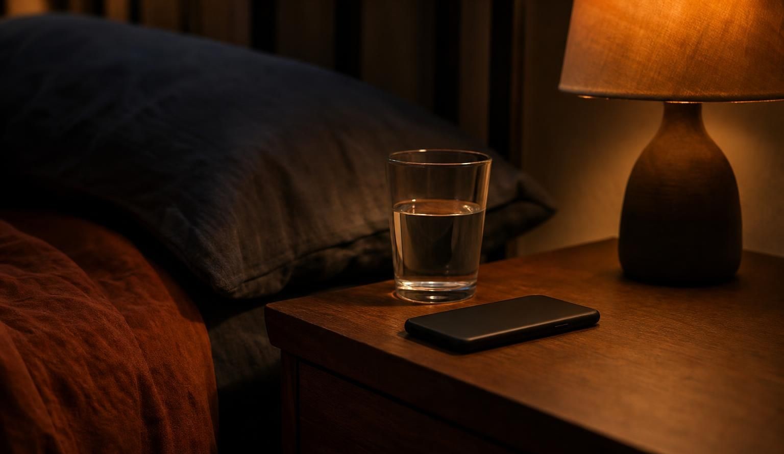 Stummes Telefon auf dem Nachttisch